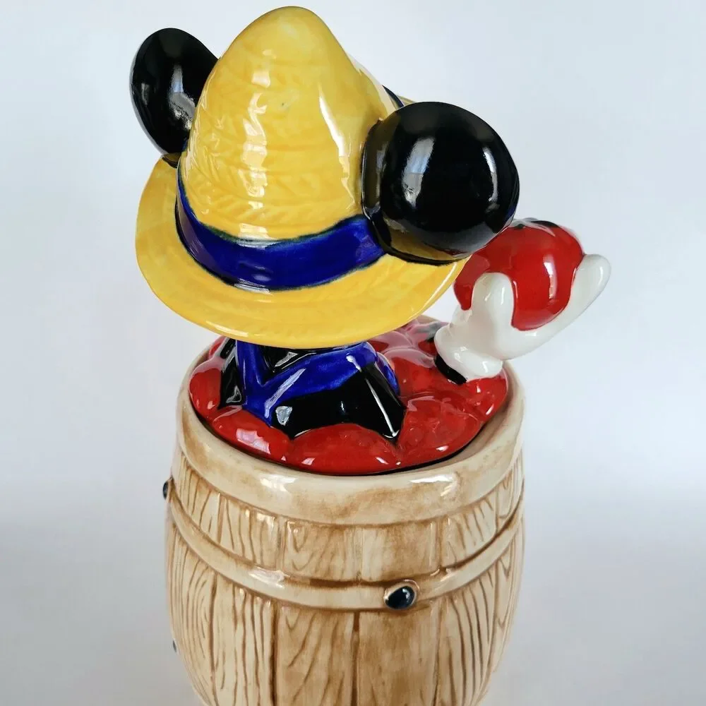 Homegrown Mickey Tomato Farmer Cookie Jar Barrel Treasure Craft Vintage Disney